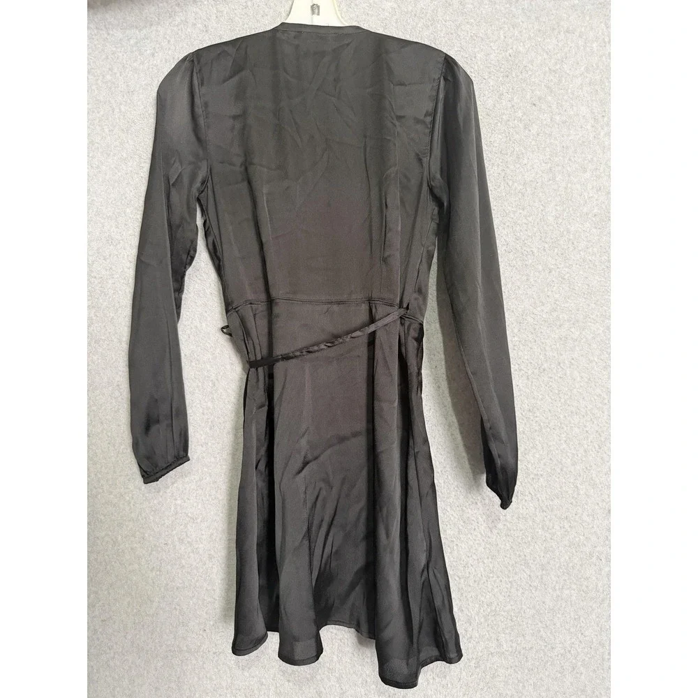 Abercrombie & Fitch Dress Womens XS Black Wrap V Neck Long Sleeve Lined Mini
